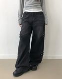 Doon Side Rivet Wide Denim Long Pants