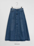 Nenkobu Washing Maxi Long Denim Skirt