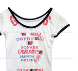 Cartoon Lettering See-through Ringer Short Sleeve