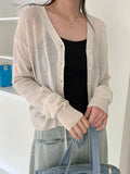 Pans Basic Linen V-Neck Cardigan