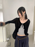 Litu Change of Season Frill Strap See-Through Long Sleeve Cardigan