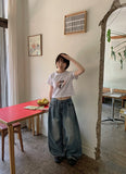 Bobona Cat Printing Crop Short Sleeve Tee