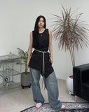 Leiti Dart Wrinkle Denim Pants
