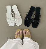 Basic Lovely Ribbon Twist Mules Summer Sandals Slippers