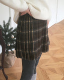 [Brushed] Blitz check pleated mini skirt