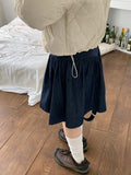 Belmi Ribbon String Denim Midi Skirt