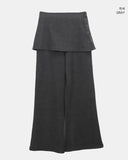 [Layered SET] Yuran Brushed Wrap Button Skirt Bootcut Banding Long Pants