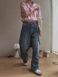 Q's Belted Wide Denim Pants