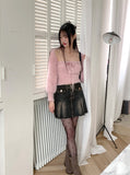 Poltz y2k Pleats Mini Denim Skirt
