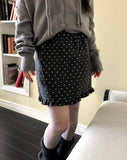Tvin Dot Wool Frill Midi Skirt