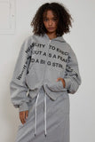 lettering hoodie zip-up