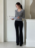 Antore Layered Collar Ribbed Cardigan Knit