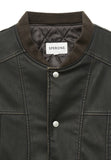 Pigment Washing Patch Leather Jacket