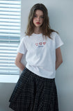 Caroline Chain Embroidered Crop Short Sleeve Tee