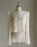 Gret See-through Pearl Puff Jacket Blouse