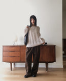 Aque Boatneck Off Shoulder Ribbed Angora Knit