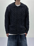 Orchid wool collar long cardigan