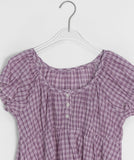 Pocochi Check Shirring Blouse