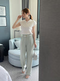 Bico Ribbed Collar Cap Sleeve Knit