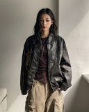 Rotten washed vintage leather jacket