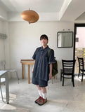 [unisex] Heiko Stitch Pocket Denim Over Short Sleeve Shirt