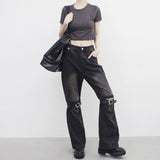 Miton cropped back slit T-shirt