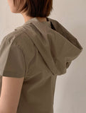 Ennew Crop Hood Short Sleeve Shirt