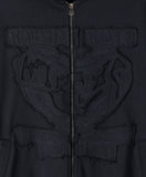 DOODLE HEART APPLIQUE HOOD ZIP UP