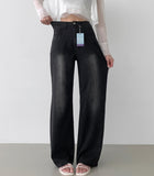 Summer Tencel Back Pocket Span Banding Wide Denim Pants