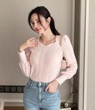 Spring Ersa Heart Neck Ribbed T-Shirt