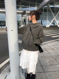Ribbon Frill Tiered Banding Midi Skirt