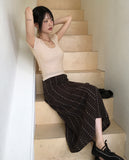 Celty Embossing Back Slit Strap U-Neck Short Sleeve T-shirt