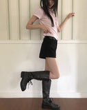 Melving Dot One Off-Shoulder Strap Short Sleeve T-Shirt