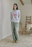 Ribbon Drawing Embroidery Sweatshirt