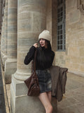 Lao washing denim mini skirt