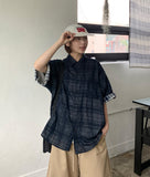 [Unisex] Mebut Roll-Up Check Over Short Sleeve Shirt