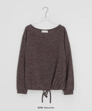 Karan Off-Shoulder Strap Stripe Long Sleeve Tee