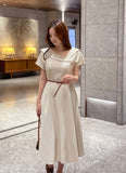 Beshu Diagonal V-collar Long One Piece (Belt set)