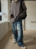 Wide cargo denim pants