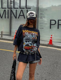 Vintage carwash print loose short sleeve