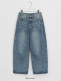 Delmap Washing Denim Balloon Wide Pants