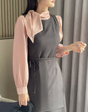 Cobolt Satin Tie Blouse