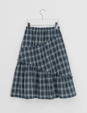 Dakonme Frill Check Banding Midi Skirt