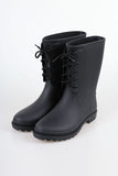 string rain boots black