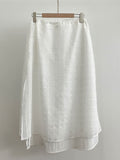Digen Check Dot String Layered Long Skirt