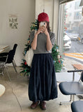 Curin Peach Fuzz Banding Balloon Long Skirt