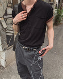 Kato Henley Neck Slub Short Sleeve T-shirt