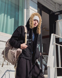 Seraw Printing Fur Hood Zip-Up