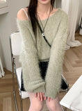 Selena V-neck Angora Long Sleeve Knit