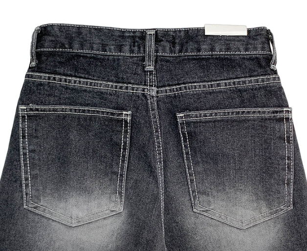 【Anyone more】Oolong Black Washed Denim Wide Pants Anyone more (エニワンモア) - ウーロンブラックウォッシング